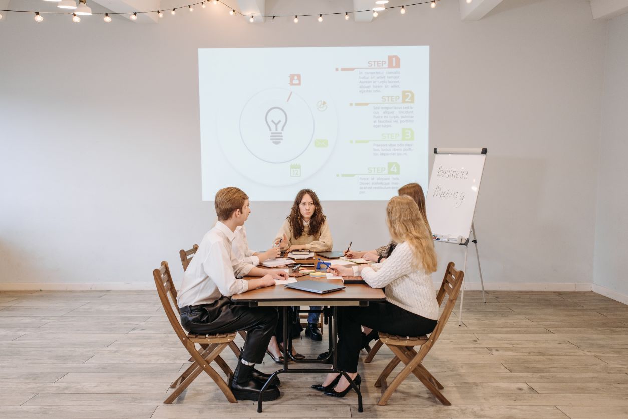 People brainstorming in a meeting room