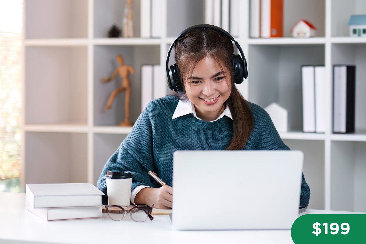 Girl looking at laptop